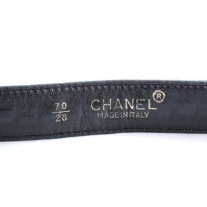 CHANEL ベルト チェーン レザー ブラック ゴールド色