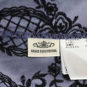 GRACE CONTINENTAL 22AW ビッグカラー刺繍ワンピース ロング ノースリーブ ベルト付き 36 ブルー ブラック