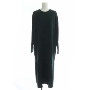 UWSC Slit knit dress マキシワンピース ニット 長袖 ロング クルーネック ウール F グリーン