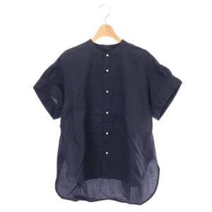 パールボタンタックスリーブシャツ 半袖 F 紺 ネイビー