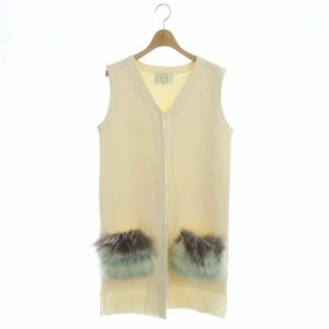 ファーポケット ニットジレ ベスト 前開き ウール混 1 アイボリー