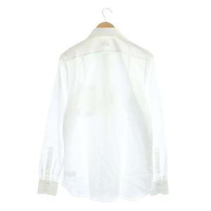 LUIGI BORRELLI ホリゾンタルカラーコットンシャツ 長袖 ステンカラー SM ホワイト
