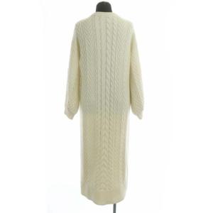GRACE CONTINENTAL 20AW 刺繍ケーブルニットワンピース ロング タイト 長袖 レースアップ ウール混 36 ホワイト