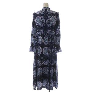 GRACE CONTINENTAL 20SS ペイズリープリントシャツワンピース ロング フレア 長袖 Vネック 36 マルチカラー
