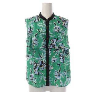 Diagram 21SS セットアップ 上下 フラワープリント シャツ ブラウス ノースリーブ フリル ティアードスカート ロング 38 緑