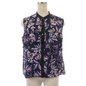 Diagram GRACE CONTINENTAL 21SS セットアップ 上下 フラワープリント ノースリーブブラウス 前開き ティアードスカート ロング フレア 38 ネイビー