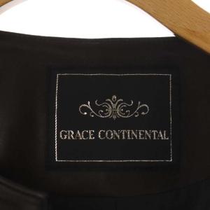 GRACE CONTINENTAL レザーフリルブルゾン ジャケット ノーカラー ジップアップ 38 ブラック