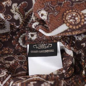 GRACE CONTINENTAL 20AW ハイネックタイ付プリントブラウス 七分袖 総柄 36 ブラウン