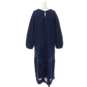 GRACE CONTINENTAL 21AW レースコンビロングワンピ ワンピース 長袖 ロング クルーネック 36 紺 ネイビー