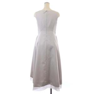 CELFORD シャンタンワンピース ロング ノースリーブ フレア 38 アイスグレー