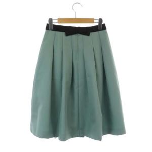 M'S GRACY タックフレアスカート 膝丈 38 ミント ペールグリーン 黒 ブラック