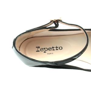 Repetto パンプス フラット ストラップ スエード 39 24.7cm 黒 ブラック