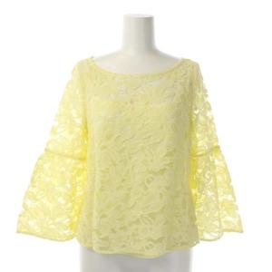 レーストップス カットソー フレアスリーブ 長袖 36 黄 イエロー