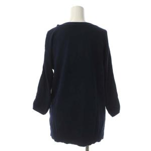 Grace Class スリットスリーブニットトップス カットソー 九分袖 長袖 プルオーバー シルク混 36 紺 ネイビー