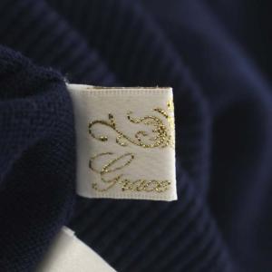 Grace Class スリットスリーブニットトップス カットソー 九分袖 長袖 プルオーバー シルク混 36 紺 ネイビー