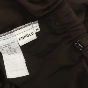 ENFOLD 22SS TROUSERS ワイドパンツ イージー リネンライク サスペンダー付き 36 ダークブラウン