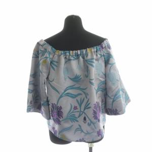 MYLAN Tシャツ カットソー ジャガードオフショルブラウス 七分袖 F ライトパープル マルチカラー