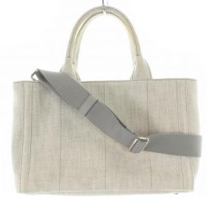 PRADA 1BG439 カナパ デニム ビジュー ショルダーバッグ 2way ライトグレー