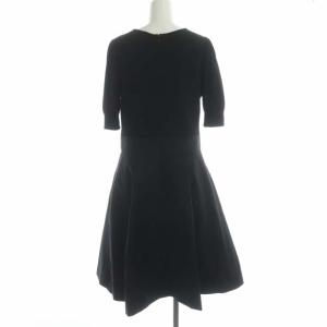 M'S GRACY ニット切替ワンピース ロング 半袖 コットン混 40 ブラック