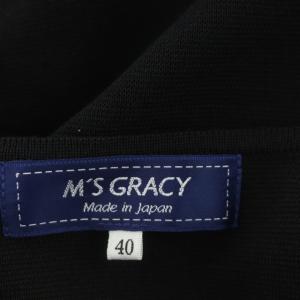M'S GRACY リボンニット カットソー スクエアネック 長袖 コットン混 40 ブラック