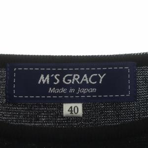 M'S GRACY 袖リボンニット カットソー 長袖 コットン混 40 ブラック