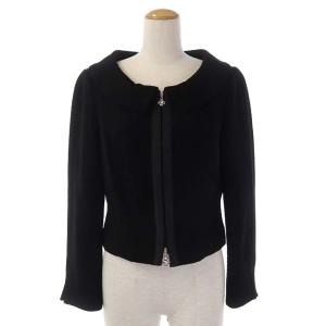 M'S GRACY スーツ ツイードセットアップ 上下 ステンカラージャケット ジップアップ フレアスカート ひざ丈 40 38 黒 ブラック