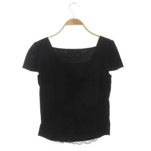 M'S GRACY フリルリボンカットソー フレンチスリーブ スクエアネック プルオーバー 40 黒 ブラック
