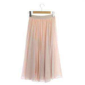 ANAYI フレアスカート チュールスカート ギャザー プリーツ ウエストゴム マキシ ロング 34 ピンク