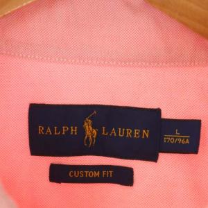 RALPH LAUREN CUSTOM FIT ロゴ刺繍 長袖シャツ シャンブレーシャツ ボタンダウン L ピンク
