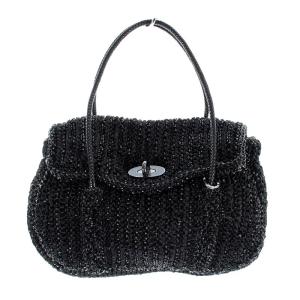 ハンドバッグ ワイヤー リボン ブラック