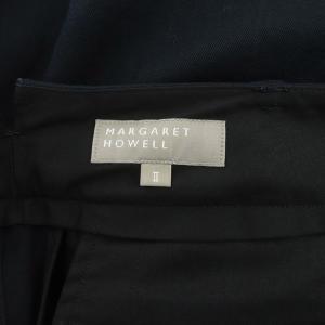 MARGARET HOWELL リネン混ワイドパンツ ハイウエスト クロップド 2 紺 ネイビー