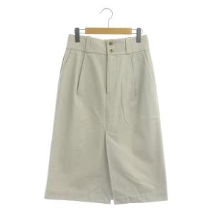 ヘビーコットンツイルスカート ロング タイト スリット タック 2 ライトベージュ