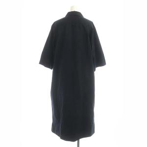 MARGARET HOWELL 20SS コットンポプリンワンピース シャツワンピ ロング 五分袖 前開き 1 ネイビー