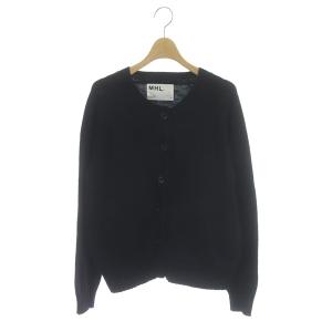 クルーネックニットカーディガン 長袖 コットン 2 ブラック