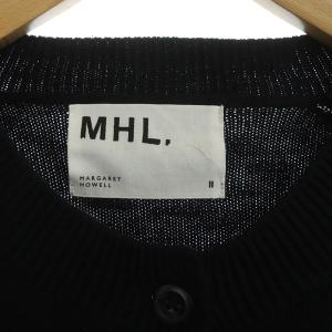 MHL. クルーネックニットカーディガン 長袖 コットン 2 ブラック
