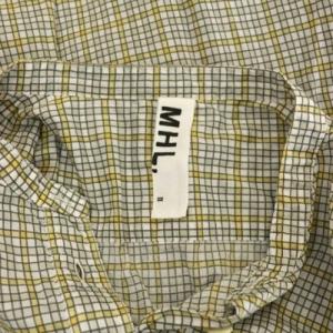 MHL. スタンドカラーチェックブラウス プルオーバー 長袖 2 白 グレー 黄 ホワイト イエロー