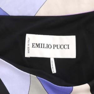 Emilio Pucci ワンピース 長袖 タイト ロング 総柄 ベルト付き ボートネック I38 マルチカラー