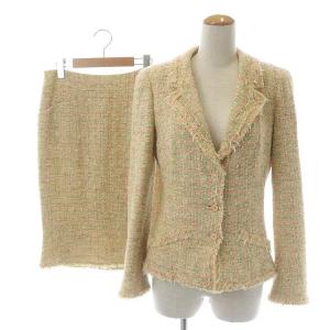 スーツ ツイードジャケット 3B 総裏地 ココマークボタン スカート ひざ丈 セットアップ