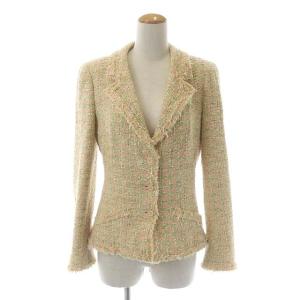 CHANEL スーツ ツイードジャケット 3B 総裏地 ココマークボタン スカート ひざ丈 セットアップ