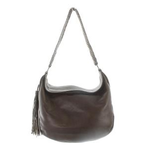 Salvatore Ferragamo ショルダーバッグ レザー タッセル 茶 ブラウン OH