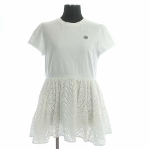 21SS エンブロイダリーレースペプラムコットントップス カットソー半袖 36 白 ホワイト BD2111-3P-21