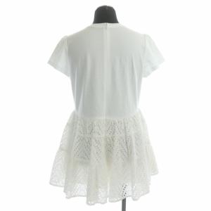 BORDERS at BALCONY 21SS エンブロイダリーレースペプラムコットントップス カットソー半袖 36 白 ホワイト BD2111-3P-21