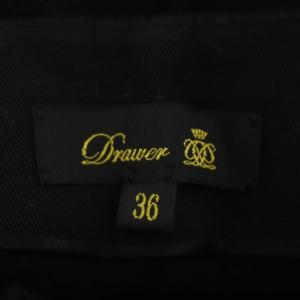 Drawer ウール ワイドプレスパンツ クロップド 36 黒 ブラック