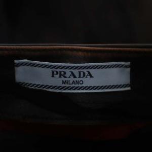 PRADA カウレザースイッチヘムスカート 38 ダークブラウン