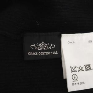 GRACE CONTINENTAL ニット リブ カットソー トップス 七分袖 プルオーバー ハイゲージ フリル Vネック 36 ブラック