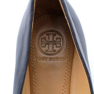TORY BURCH フラットシューズ ロゴプレート レザー 6.5 23.5cm 黒 ブラック