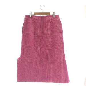 Drawer ウール グレンチェック スカート Aライン ミモレ丈 ロング 38 ピンク ホワイト