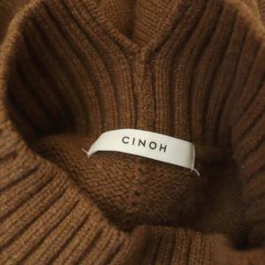 CINOH ウール モックネック ニット セーター 長袖 プルオーバー 38 ブラウン