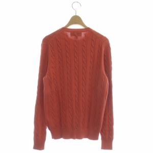 Brooks Brothers コットンクルーネックニット セーター ケーブル 長袖 プルオーバー XS オレンジ色