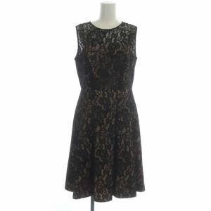 総レース ノースリーブ ワンピース 膝丈 38 ブラック ベージュ